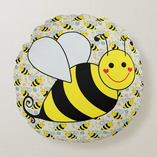 Coussins Ronds Mignon gaffez l'abeille avec le motif (Devant)