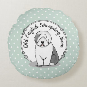 Coussins Ronds Mignonne chien OES Maman Vieux anglais Sheepdog Ma