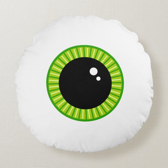 Coussins Ronds Mignonne Eyeball Vert Funny (Devant)