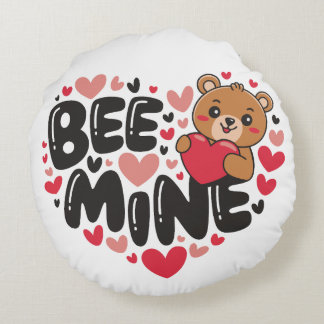 Coussins Ronds Mignonne Ourson Bee Mine Saint Valentin