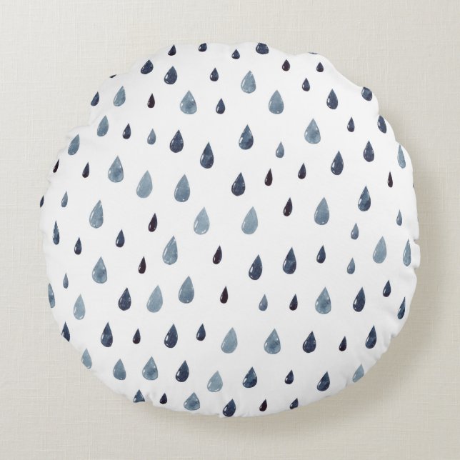 Coussins Ronds Mignonne pluie. Aquarelle motif sans couture. Pai  (Devant)