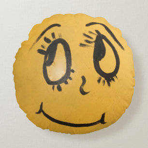 Coussins Ronds Mignonne Visage Heureux
