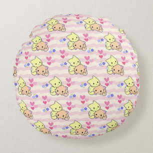 Coussins Ronds Mignons chatons Kawaii Rose décoration pastel rond