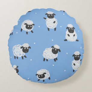 Coussins Ronds Mignons moutons blancs : agneaux vintages.