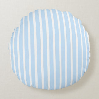 Coussins Ronds Minces Rayures Bleu Clair