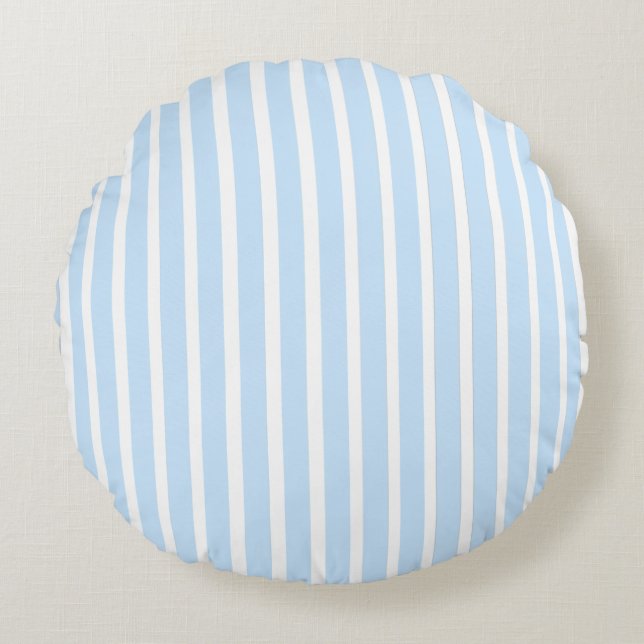 Coussins Ronds Minces Rayures Bleu Clair (Devant)