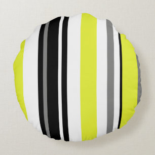 Coussins Ronds Minimalisme Jaunes Rayures Noires