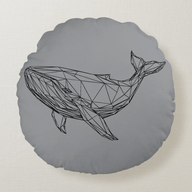 Coussins Ronds Minimalist Geometric Whale Pillow (Devant)
