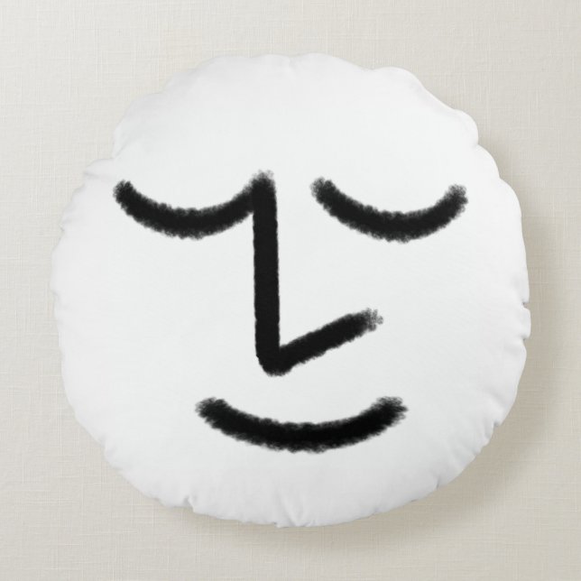Coussins Ronds Minimalist Zen Face Throw Pillow (Devant)