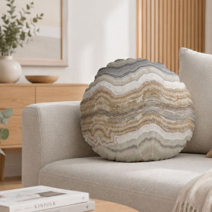 Coussins Ronds minimaliste scandinave granit marbre brun gris