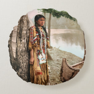 Coussins Ronds Minnehaha 1897 Vintage Amérindien Hiawatha