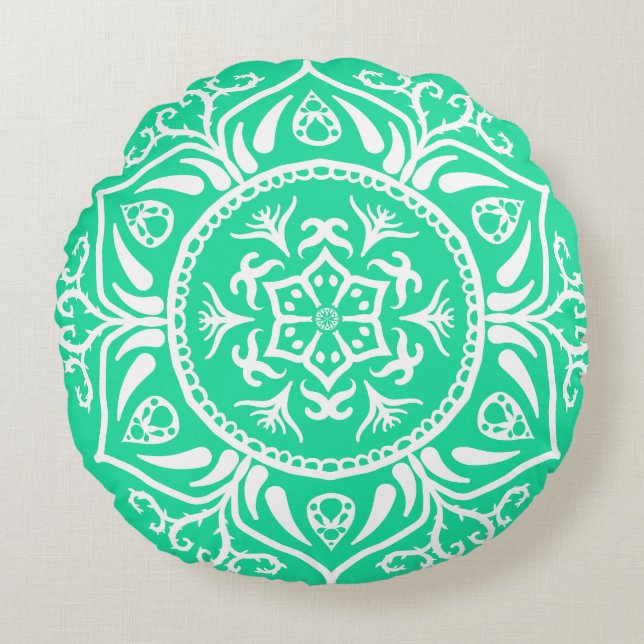 Coussins Ronds Minty Mandala (Devant)