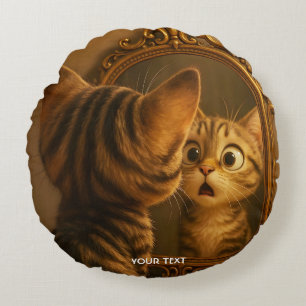 Coussins Ronds Miroir de chat surpris fantaisie mignon