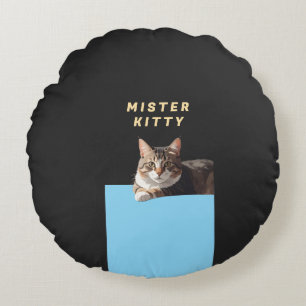 Coussins Ronds Mister Kitty – Conception de personnage de chat mi