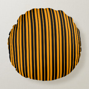 Coussins Ronds Modèle de bande verticale orange noir