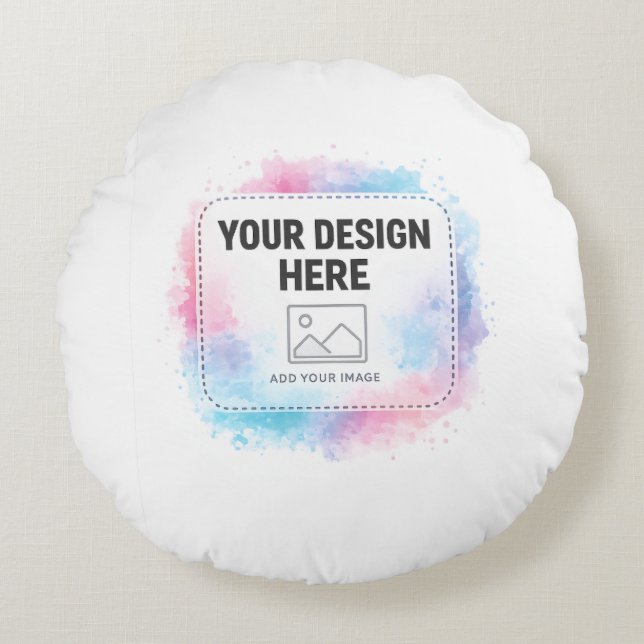 Coussins Ronds Modèle de conception aquarelle modifiable – Votre  (Devant)