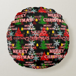 Coussins Ronds Modèle de texte décoratif Joyeux Noël