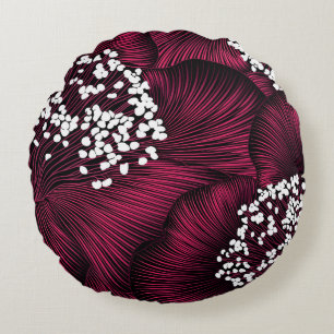 Coussins Ronds Modèle floral dessiné à la main avec fleurs de cam