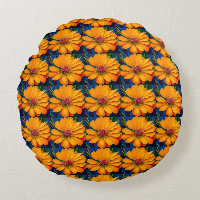 Coussins Ronds Modèle floral rose saumon (Devant)