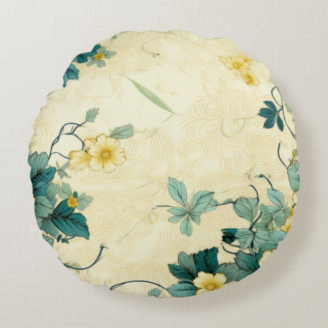 Coussins Ronds Modèle floral vintage (4) (Devant)