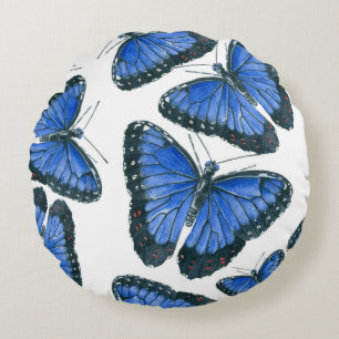 Coussins Ronds Modèle motif de papillon bleu morpho