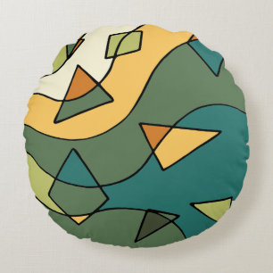 Coussins Ronds Modèle vintage abstrait dessiné à la main