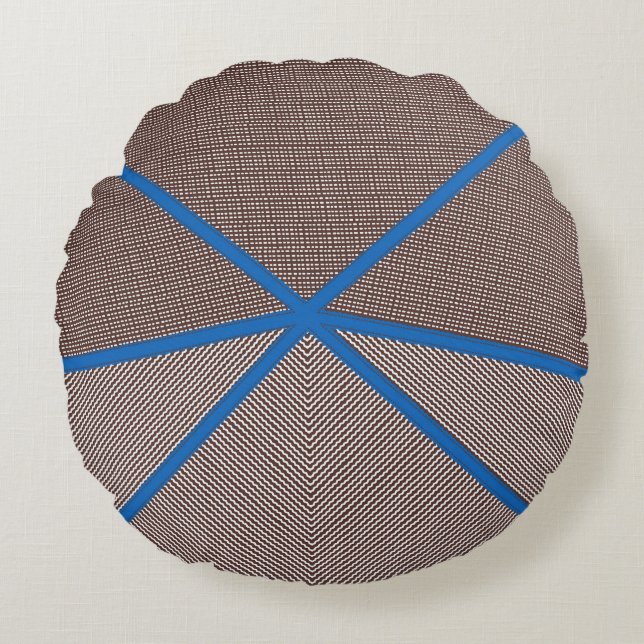 Coussins Ronds Modern Blue and Brown Geometric Round Pillow  (Devant)