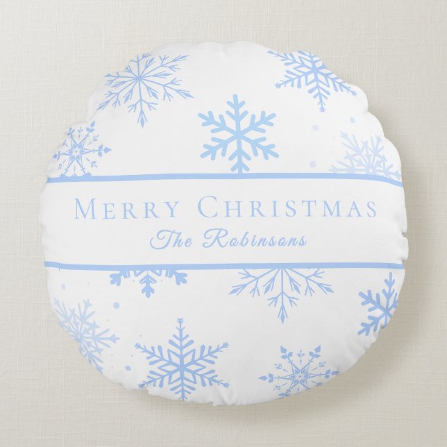Coussins Ronds Modern Blue Snowflakes  (Devant)