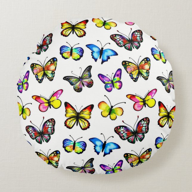 Coussins Ronds Modern Butterfly Pattern Round Pillow  (Devant)