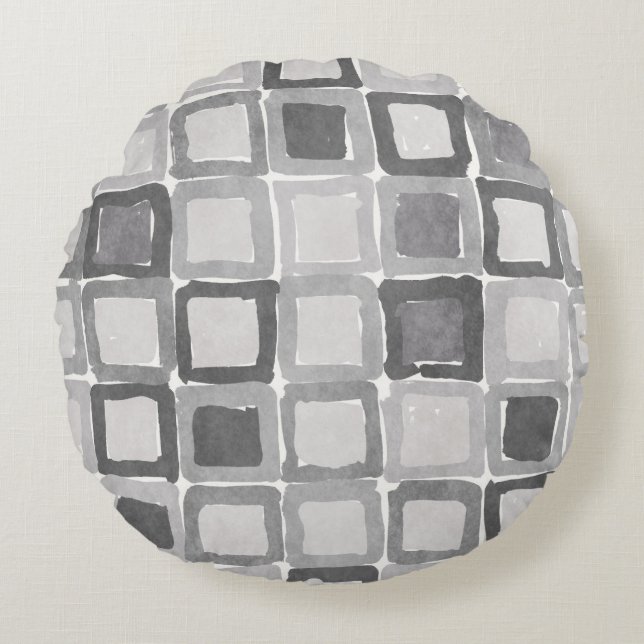 Coussins Ronds Modern Gray Painted Patches  (Devant)