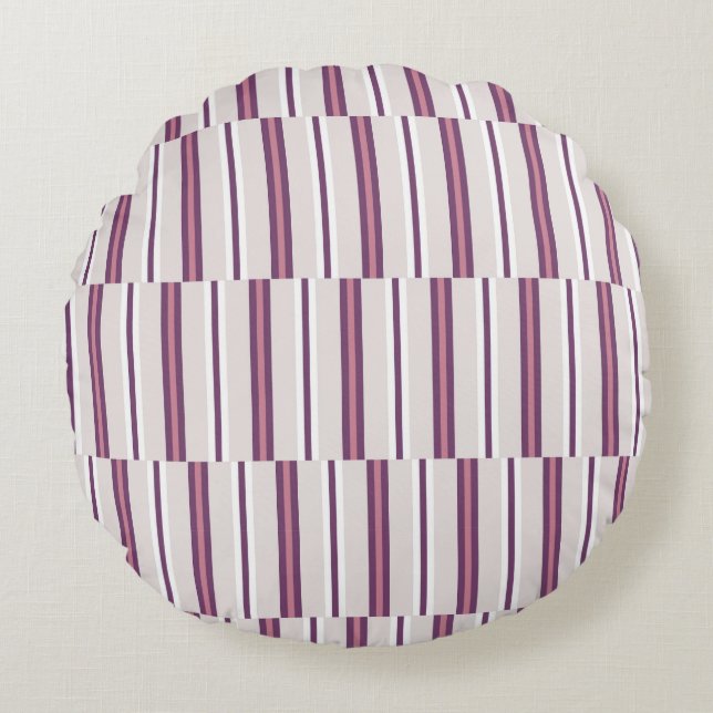 Coussins Ronds Modern Mauve and Plum Stripe (Devant)