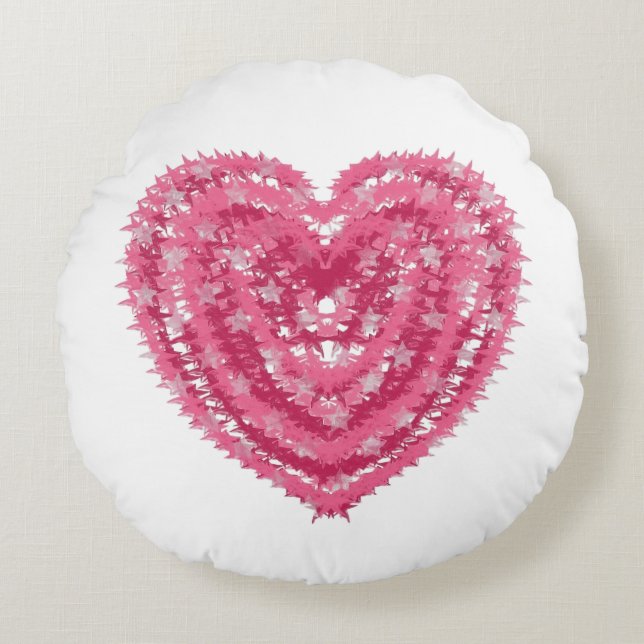 Coussins Ronds Modern Pink Confetti Heart | Valentine's Day Art (Devant)
