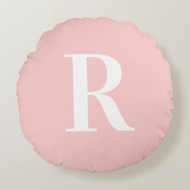 Coussins Ronds Modern Simple Monogram Pink  (Devant)