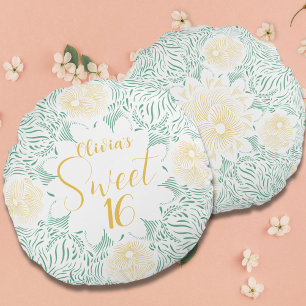 Coussins Ronds Moderne Chic Boho Floral Sweet 16 Anniversaire