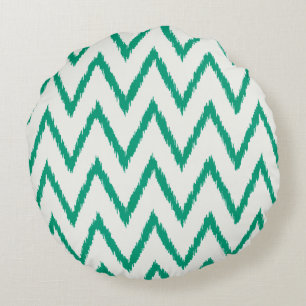 Coussins Ronds Moderne chic texturé vert motif chevron ikat