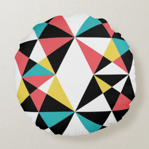 Coussins Ronds Moderne, coloré, amusant, tendance, motif géométri