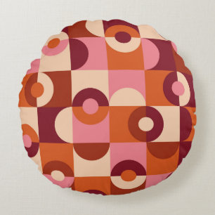 Coussins Ronds Moderne du milieu du siècle Demi-cercles Rose oran