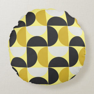 Coussins Ronds Moderne du milieu du siècle turmeric et gris métal