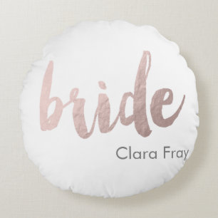 Coussins Ronds moderne élégant faux rose or "mariée"