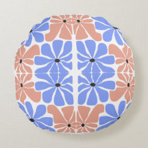 Moderne floral géométrique - Motif bleu et pêche