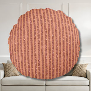 Coussins Ronds Moderne rayures verticales orange mangue pailletée