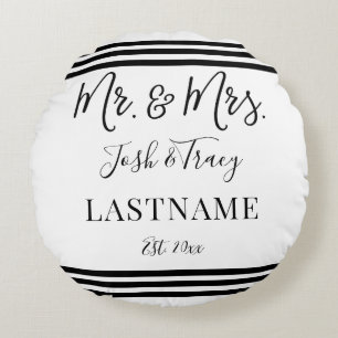 Coussins Ronds Moderne Script Tendance Personnalisé M. et Mme