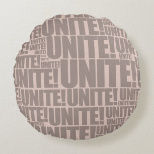 Coussins Ronds Moderne Unite ! Typographie Champagne rose