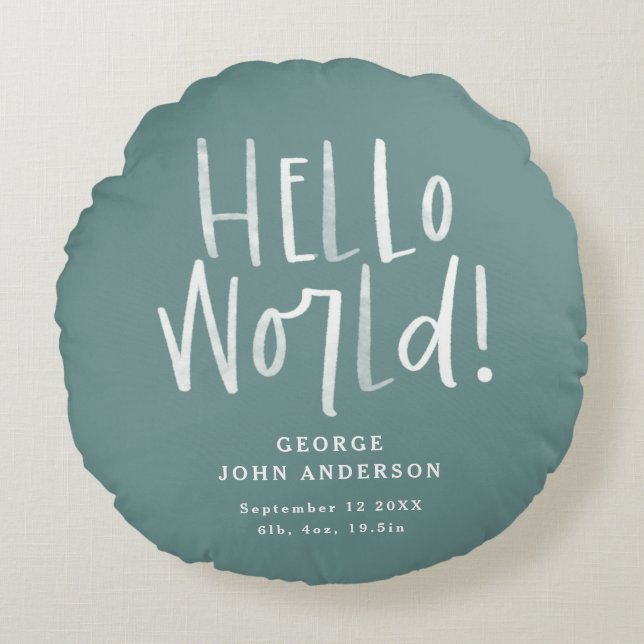 Coussins Ronds Moins moderne typographie turquoise photo bébé (Devant)