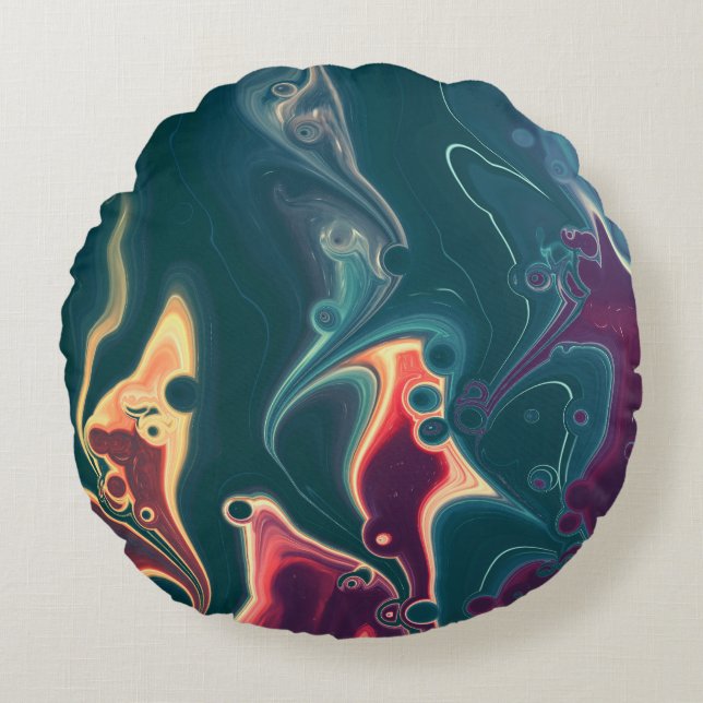 Coussins Ronds Molten Waves in Midnight Motion (Devant)