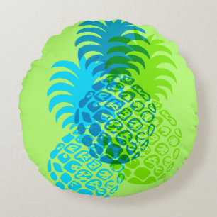 Coussins Ronds Momona ananas Hawaiian Tropical Reversible