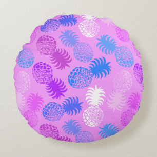 Coussins Ronds Momona Hawaïen Tropical Ananas Réversible