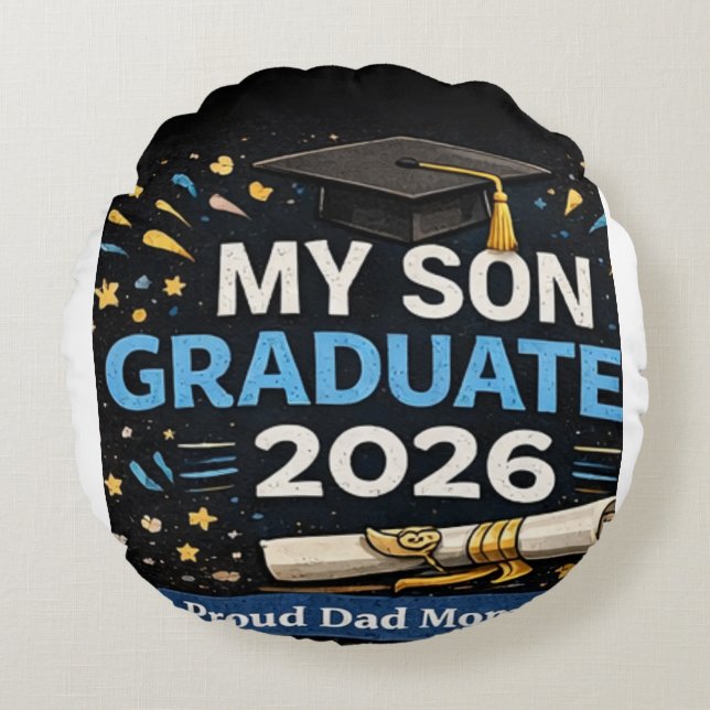 Coussins Ronds Mon fils est diplômé 2026 (Devant)