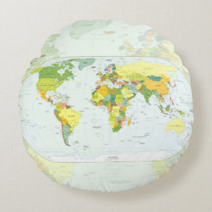 Coussins Ronds monde+carte+globe+pays+atlas