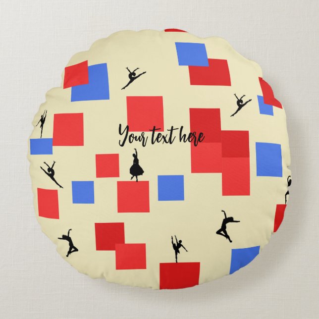 Coussins Ronds Mondrian's Dancing Cubes Blue Red Light Arrière -  (Devant)